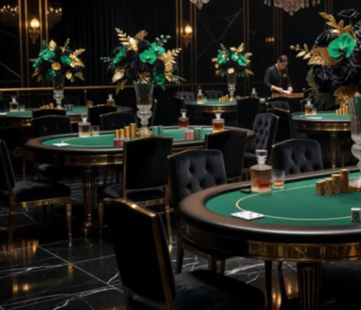 Profesjonalne przygotowanie sali na wieczór pokerowy z luksusowymi stołami